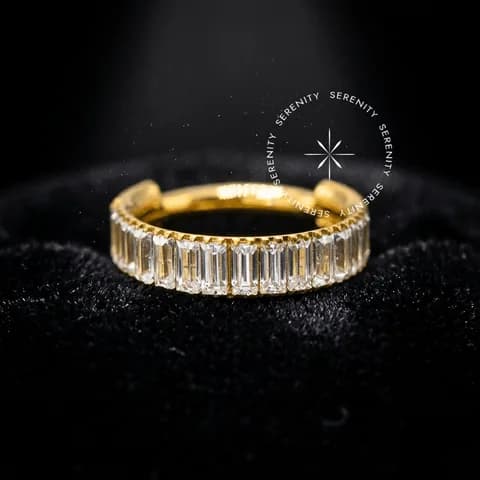 TN1656 - Argola Lateral Baguetes - Titânio Revestido de Ouro 18k