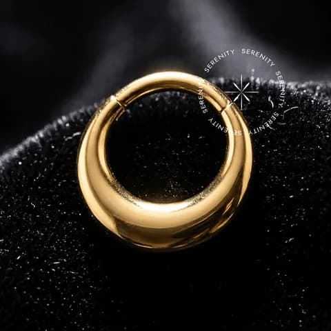 TN1175 - Argola Frontal Abaulada Liso - Titânio Revestido de Ouro 18k