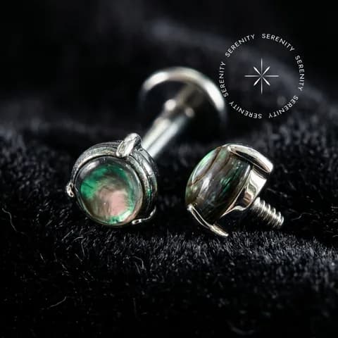 TN 3653 - Topo Pedra Natural Abalone 3mm - Titânio Grau Implante (ASTM F136)