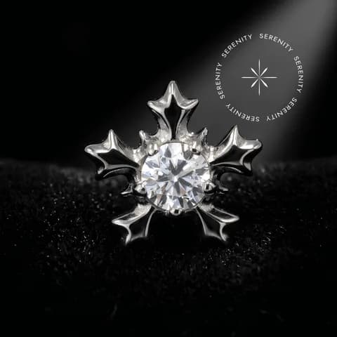 TN1643 - Topo Floco de Neve Cravejado - Titânio Grau Implante (ASTM F136)