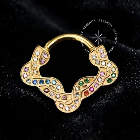 TN1182/TN1538 - Argola Frontal Serpentina - Titânio Revestido de Ouro 18k
