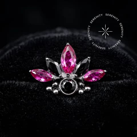 TN917 - Topo Cluster Navetes Black & Pink - Titânio Grau Implante (ASTM F136)