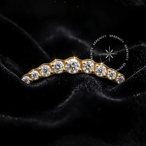 TN717 - Topo Cluster Arco Cravejado - Titânio Revestido de Ouro 18k