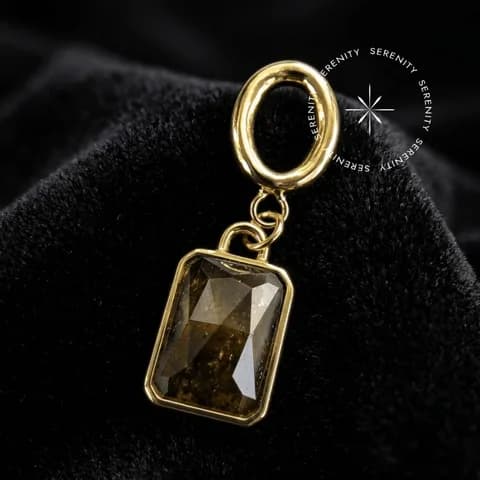 PVD296 - Pingente com Pedra Natural Marrom - Titânio Revestido de Ouro 18k