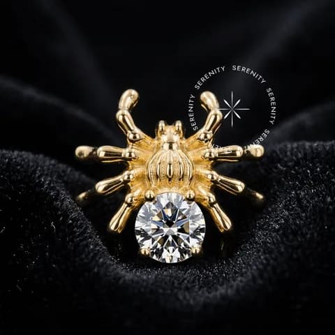 OR65 - Topo Aranha Cravejado Luxo - Ouro 18K Maciço