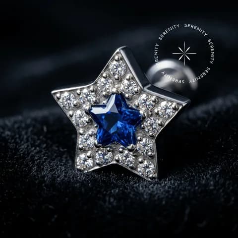 TN 2883 - Topo Estrela Azul Royal - Titânio Grau Implante (ASTM F136)