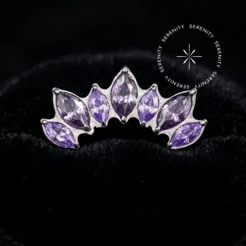 TN540 - Topo Cluster Navetes Cravejado Roxo - Titânio Grau Implante (ASTM F136)