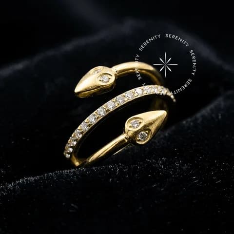 TN601 - Argola Lateral Dupla Serpente - Titânio Revestido de Ouro 18k