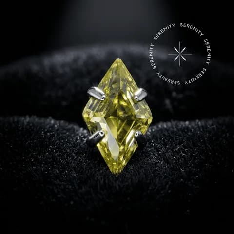 TN1979 - Topo Cravejado Mini Losango Zircônia Dark Peridot - Titânio Grau Implante (ASTM F136)