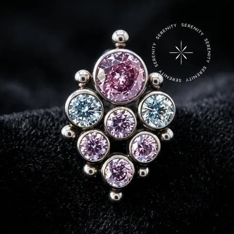TN 2109 - Topo Cluster Ornamento Cravejada - Titânio Grau Implante (ASTM F136)