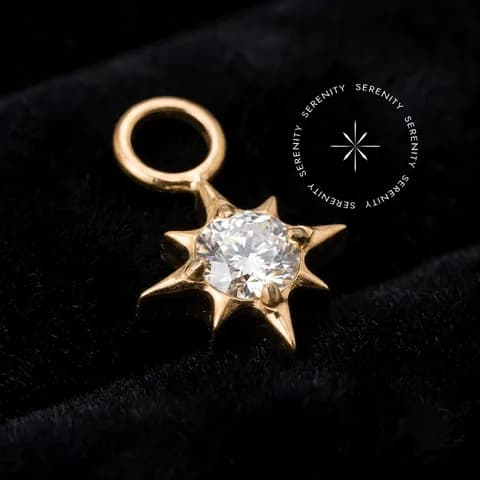 TN2035 - Pingente Estrela Radiante - Titânio Revestido de Ouro 18k