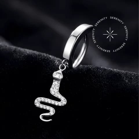 TF19540 - Piercing Umbigo Argola Belly Clicker Pingente Serpente - Titânio Grau Implante ASTM F136