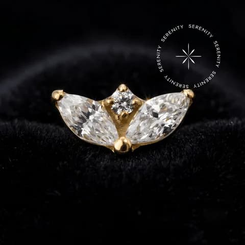 TN2299 - TOPO MINI LÓTUS - TITÂNIO REVESTIDO DE OURO 18K
