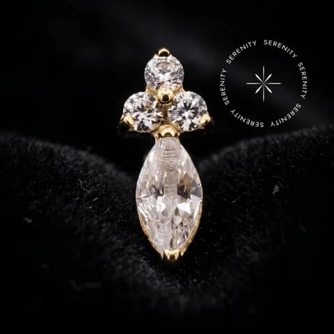 TN2485 - Topo Estilo Indiano 3cz e Marquise - Titânio Revestido de Ouro 18k