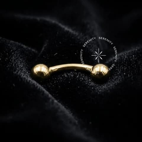 OR92 - Piercing Microbell Curvo Tradicional - Ouro 18K Maciço