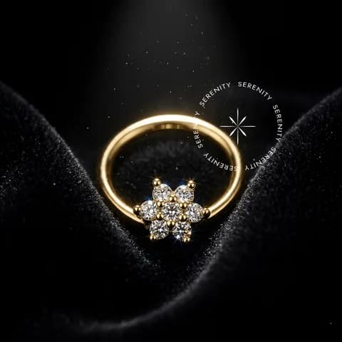 OR16 Argola Captive Flor Zirconias Ouro 18K