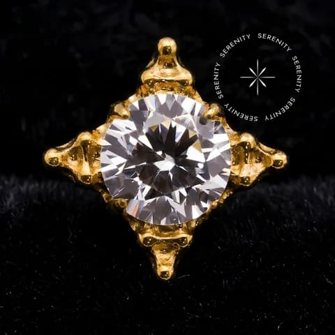 TN2425 - Topo Indiano Push Pin- Titânio Revestido de Ouro 18k
