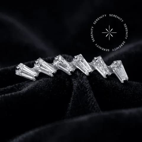 TN2030 - Topo Cluster 6 Baguette CZ - Titânio Grau Implante (ASTM F136)