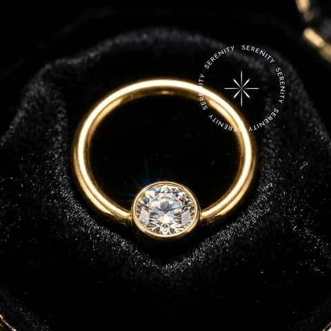 TN295 - Argola Frontal Ponto de Luz Flat - Titânio Revestido de Ouro 18k