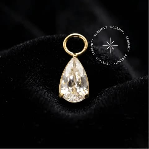 TN1692 - Pingente Zircônia Gota - Titânio Revestido de Ouro 18k