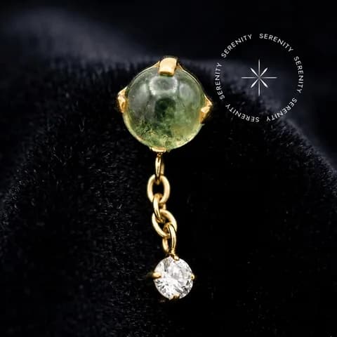 TN1745 - Topo com Corrente e Pingente Dark Peridot - Titânio Revestido de Ouro 18k