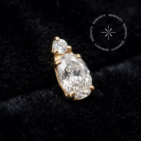 TN2348 - Topo Cravejado Mini Zircônia Oval - Titânio Revestido de Ouro 18K