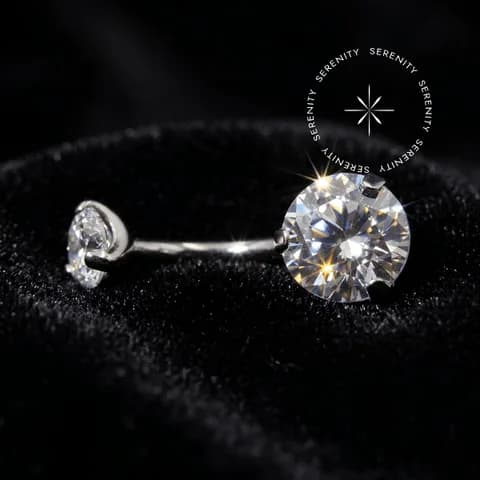 TN1863 - Piercing Umbigo Navel Zircônias Cravadas 0.9mm - Titânio Grau Implante (ASTM F136)