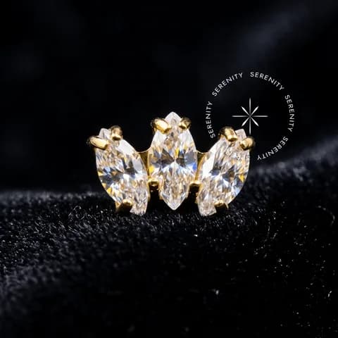 TN559 - Topo Mini Cluster Navetes - Titânio Revestido de Ouro 18k