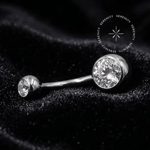 TN1853 - Piercing Umbigo Curvo Cravejado 0.9mm - Titânio Grau Implante
