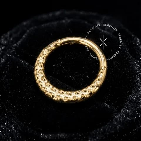 TN1778 - Argola Frontal Texturizada - Titânio Revestido de Ouro 18k