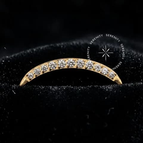TN669 - Topo Cluster Lua Fina - Titânio Revestido de Ouro 18k