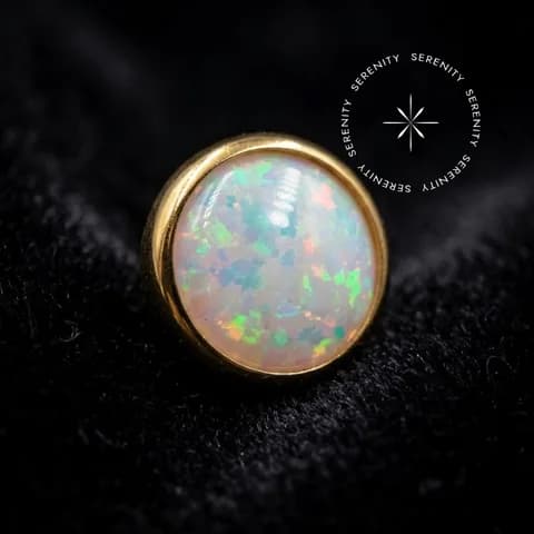 TN1072 - Topo Opala Branca Microdermal 1.6mm - Titânio Revestido de Ouro 18k