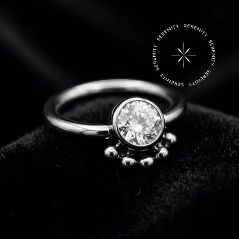 TN246 - Piercing Captive com Zircônia - Titânio Grau Implante ASTM F136