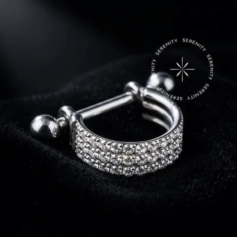 TN656 - Piercing Barbell Escudo Triplo - Titânio Grau Implante (ASTM F136)