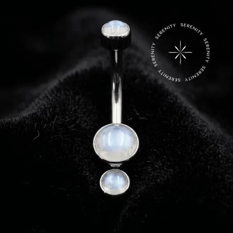 TN157 - Navel com Pedra da Lua - Titânio Grau Implante (ASTM F136)