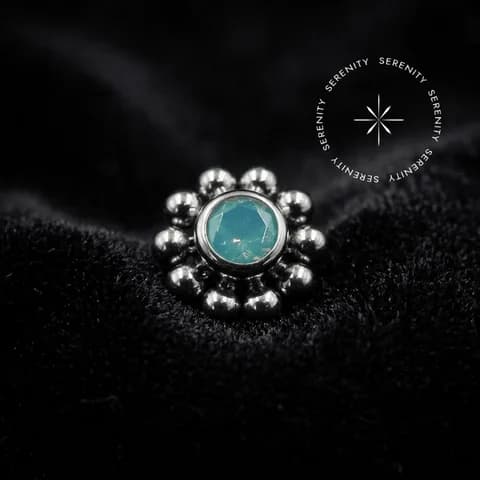 TN257 - Topo Sol Opalite Green - Titânio Grau Implante (ASTM F136)