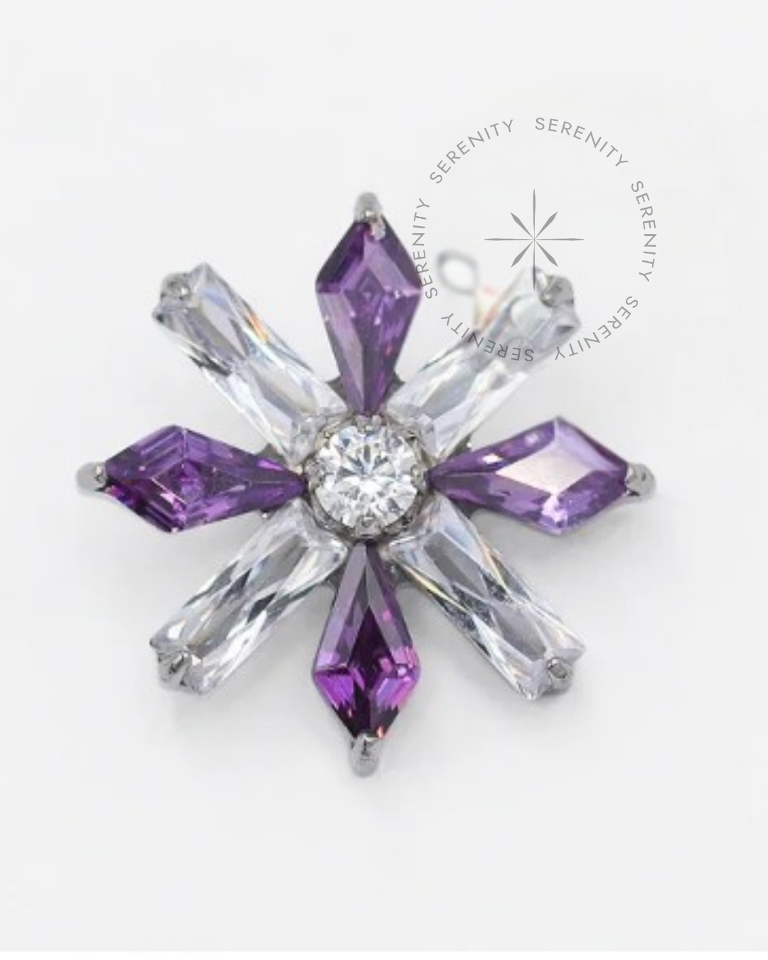 TN1764 Topo Big Flor CZ Cristal e Ametista Titânio ASTM F-136