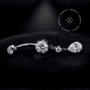 Piercing Umbigo Titânio Pingente Gota Cravejado