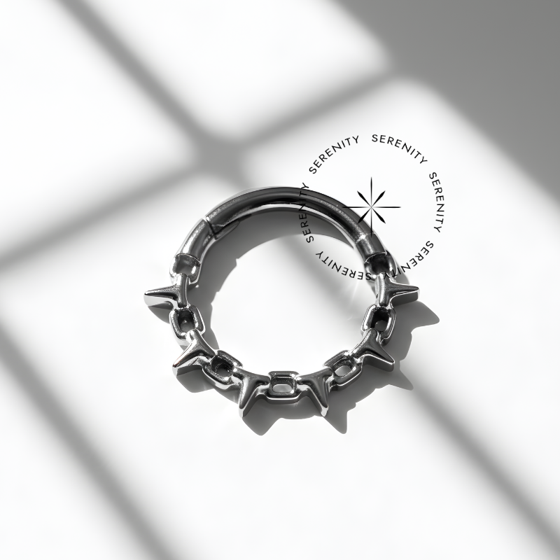 TN1274 Argola Correntes e Espinhos Titânio ASTM F-136