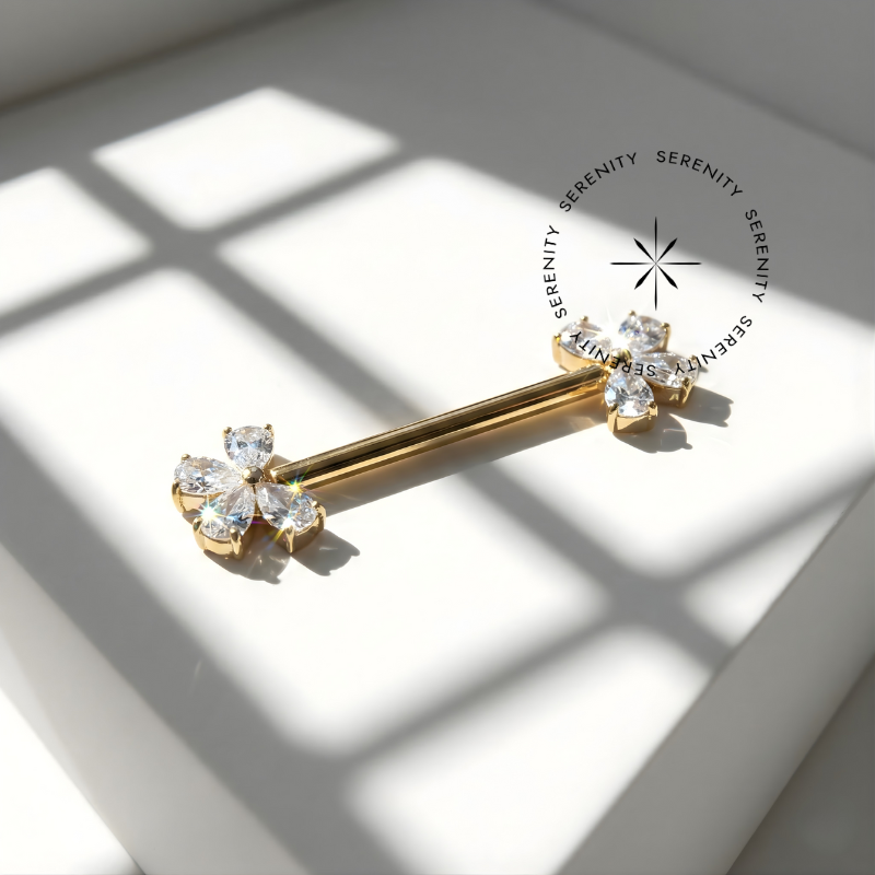 TN1215 Piercing Mamilo Borboleta Push Pin Titânio PVD Gold