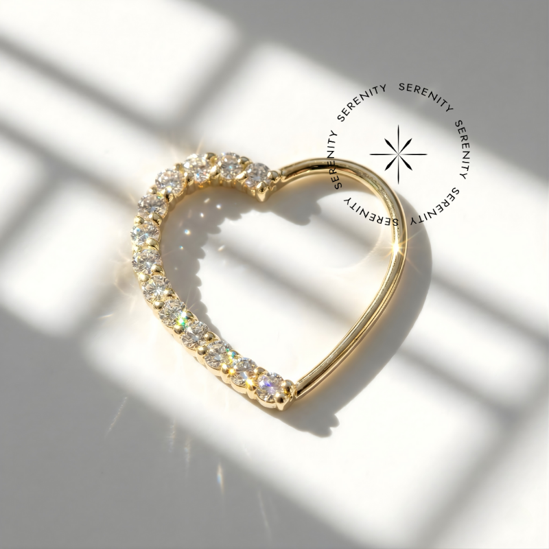 OR23 Coração Daith Cravejado Ouro 18K