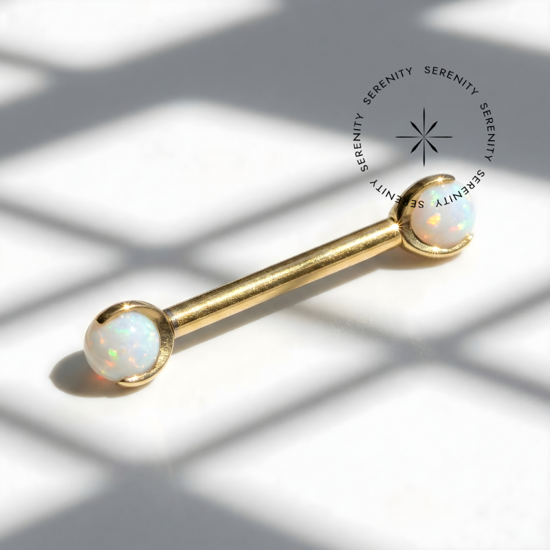 TN699 Piercing Mamilo Opala Sintética Titânio PVD Gold