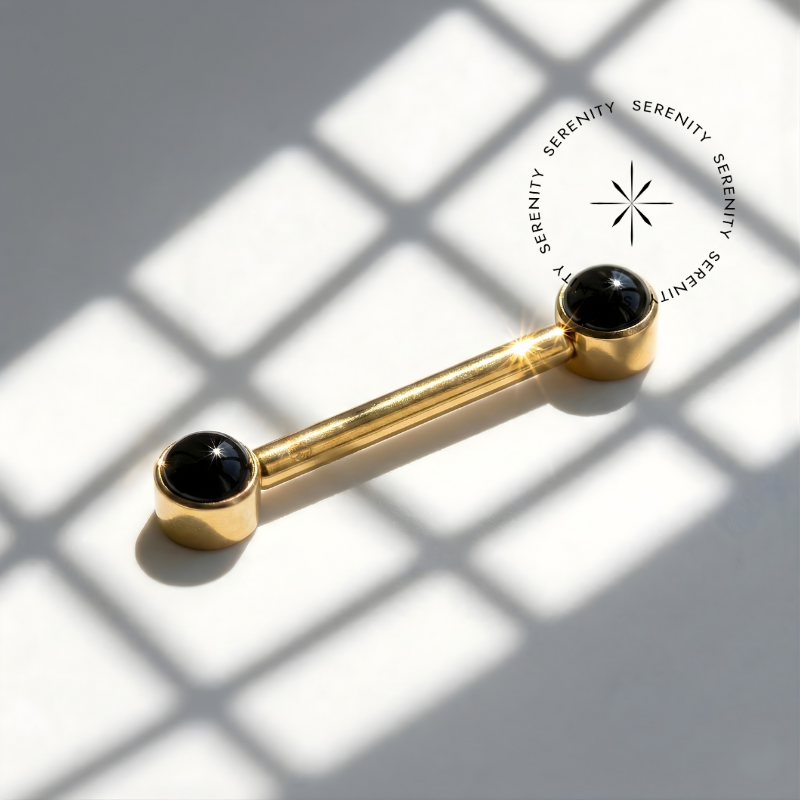 TN1121 Piercing Mamilo Pedra Onix Titânio PVD Gold