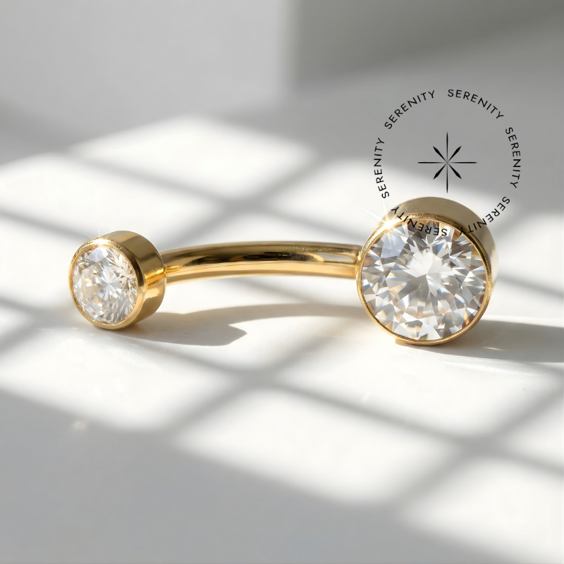 TN1500 Piercing Umbigo Zircônia Flat Titânio PVD Gold