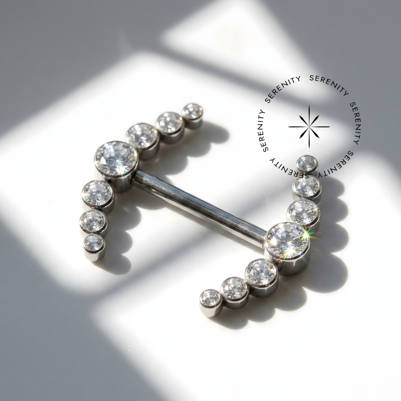 TN371 Piercing Mamilo Cluster Zircônia Push Pin Titânio ASTM F136