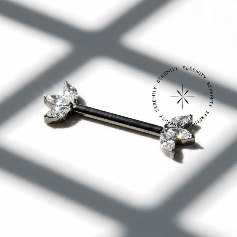 TN1125 Piercing Mamilo 3 Navetes Push Pin Titânio ASTM F136