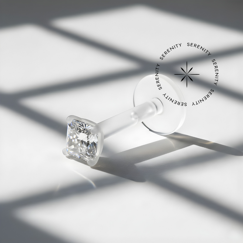 BF09 Labret BioFlex Topo Zircônia Quadrada Titânio