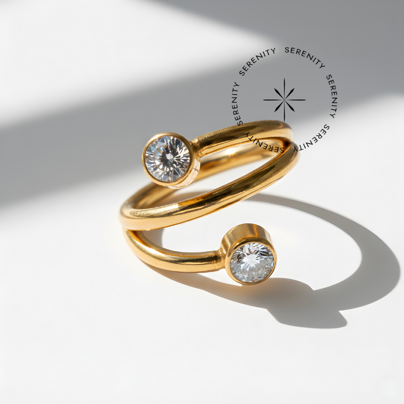 TN1202 Argola Duas Pontas Titânio PVD Gold