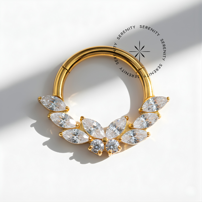 TN1307 Argola Cravejada Borboleta Titânio PVD Gold