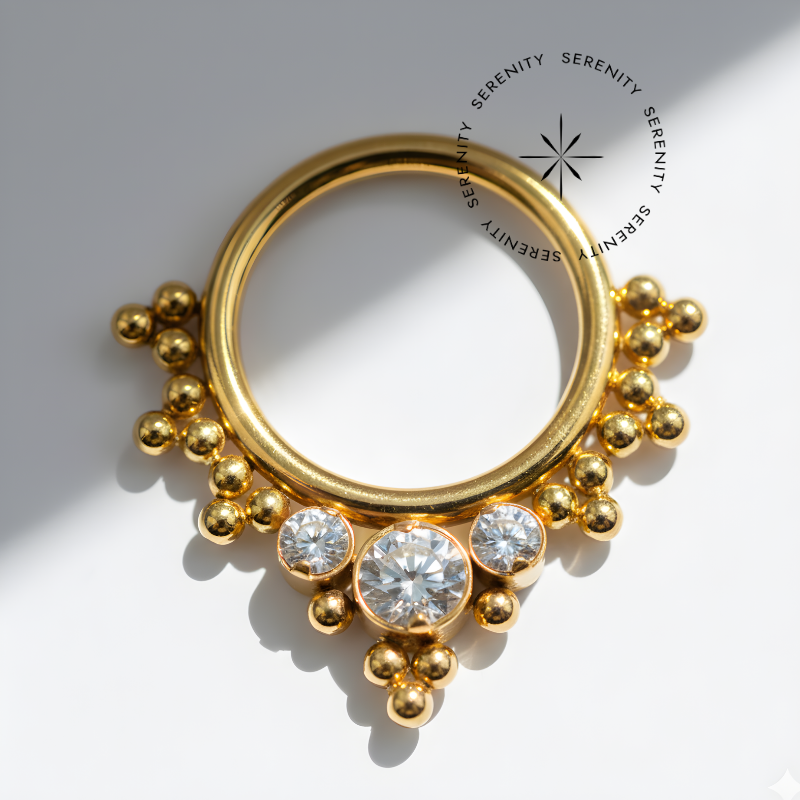 TN1537 Argola Frontal Indiano Titânio PVD Gold